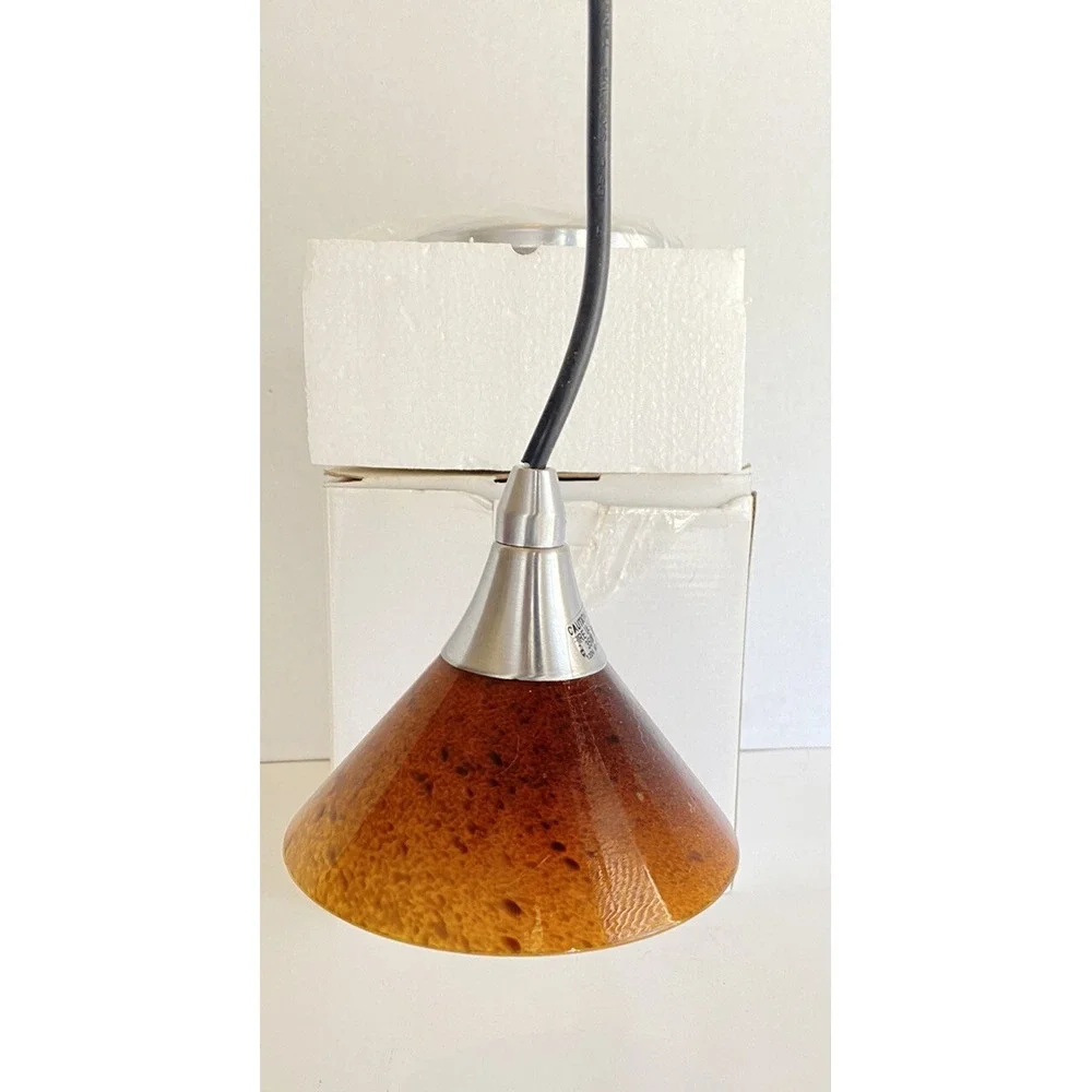 Premier Amber Glass‎ Mini Pendant Hanging Light Chandelier Brushed Nickel
